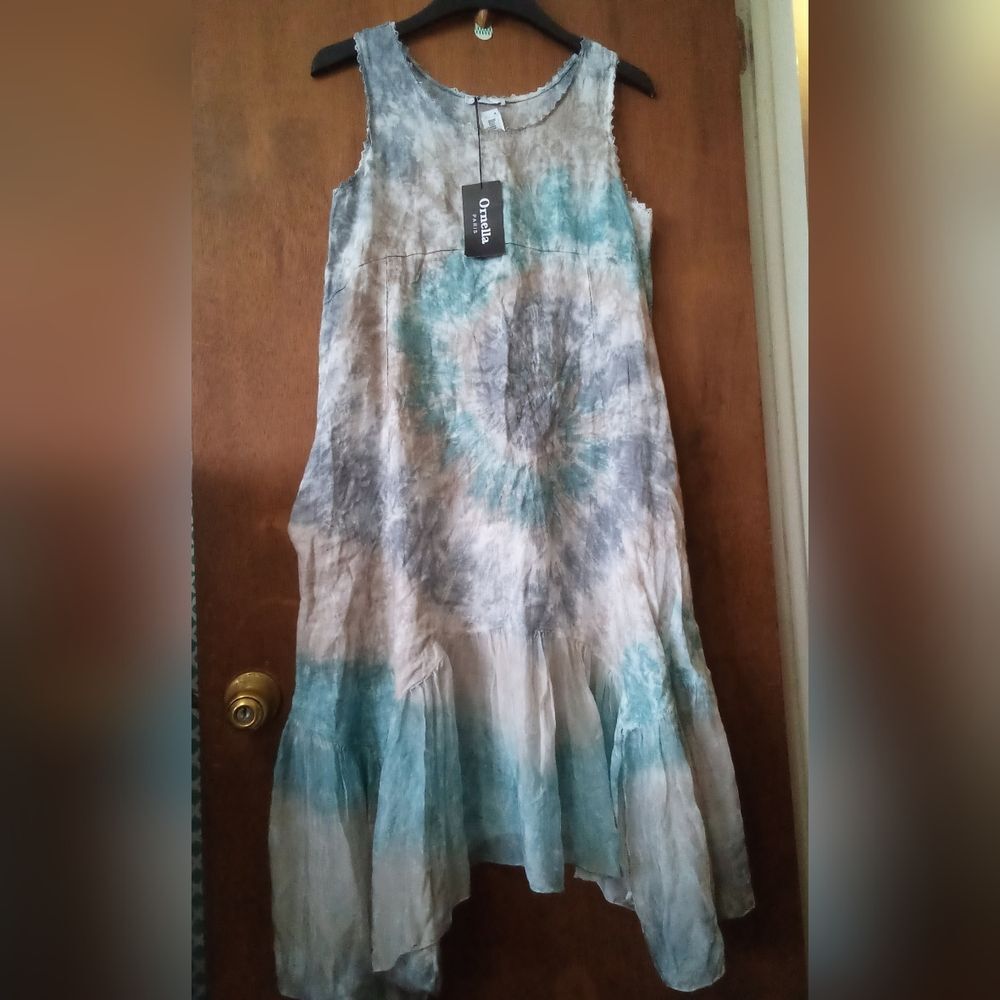 Ornela Paris women's asymmetric dress tie dye multicolored size XL